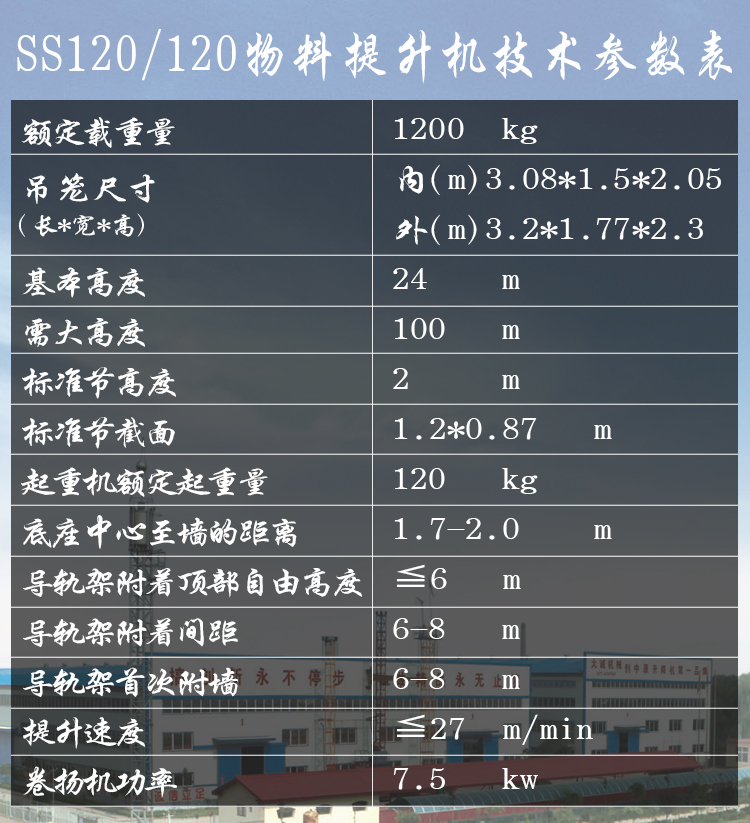 SS120/120钢丝绳物料机参数